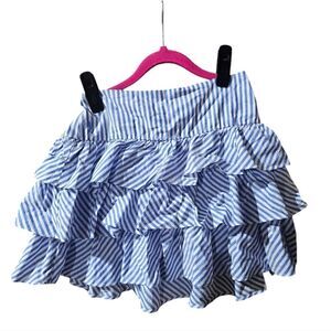 POLO RALPH LAUREN Blue and White Striped Ruffle Skirt- Size Large NWT